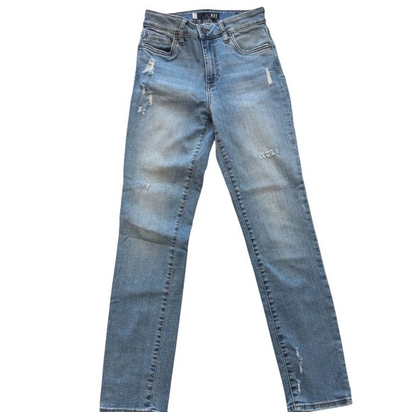 KUT from the Kloth Catherine High-Rise Boyfriend Jeans Sz 00 EUC Straight Leg - Picture 1 of 14